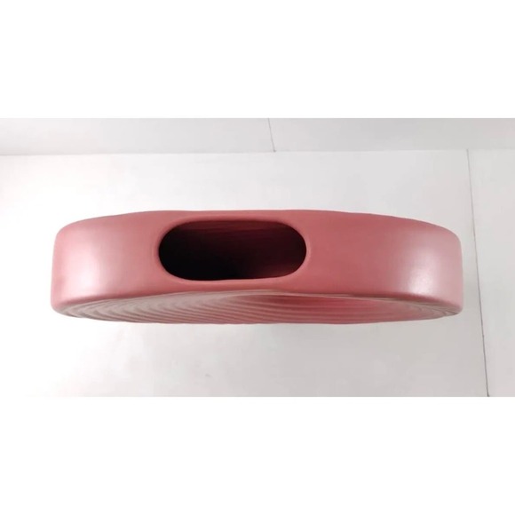 Sporvil 12" Round Donut Ceramic Ikebana Flower Vase In Salmon MADE IN PORTUGAL - Picture 3 of 9